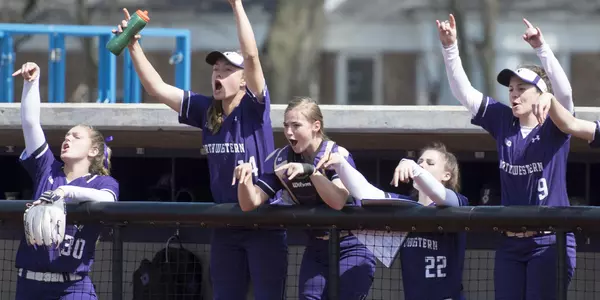 Northwestern Dugout celebrates a double