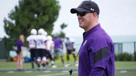 Pat Fitzgerald preseason camp smile Hutcheson Field
