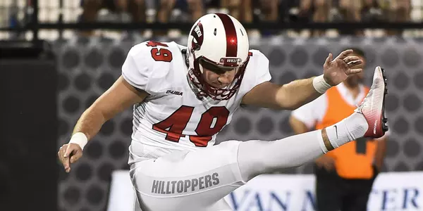 Sep 23, 2017; Bowling Green, KY, USA; WKU Hilltoppers punter Jake Collins (49) at Houchens Industries-L.T. Smith Stadium. Mandatory Credit: Steve Roberts-WKU Athletics