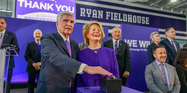 Ryan Fieldhouse dedication Pat Ryan Shirley Ryan button