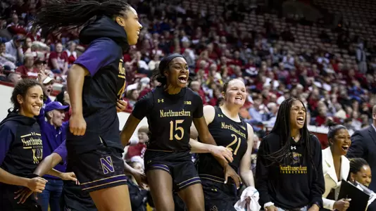 Women's Basketball Team celebration vs. Indiana