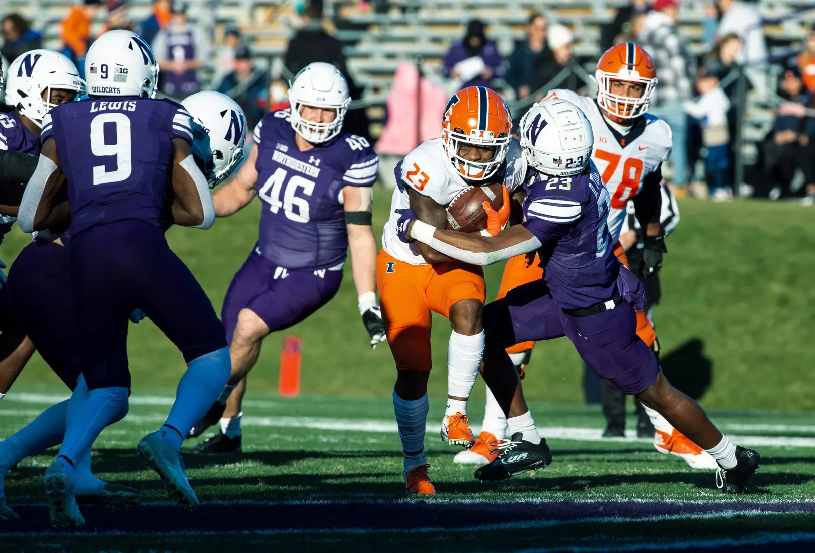 Northwestern v Illinois Big Ten football at Ryan Field on Saturday, November 26, 2022 in Evanston, Illinois. Northwestern Athletics Photo by John Konstantaras | http://JohnKonPhoto.com