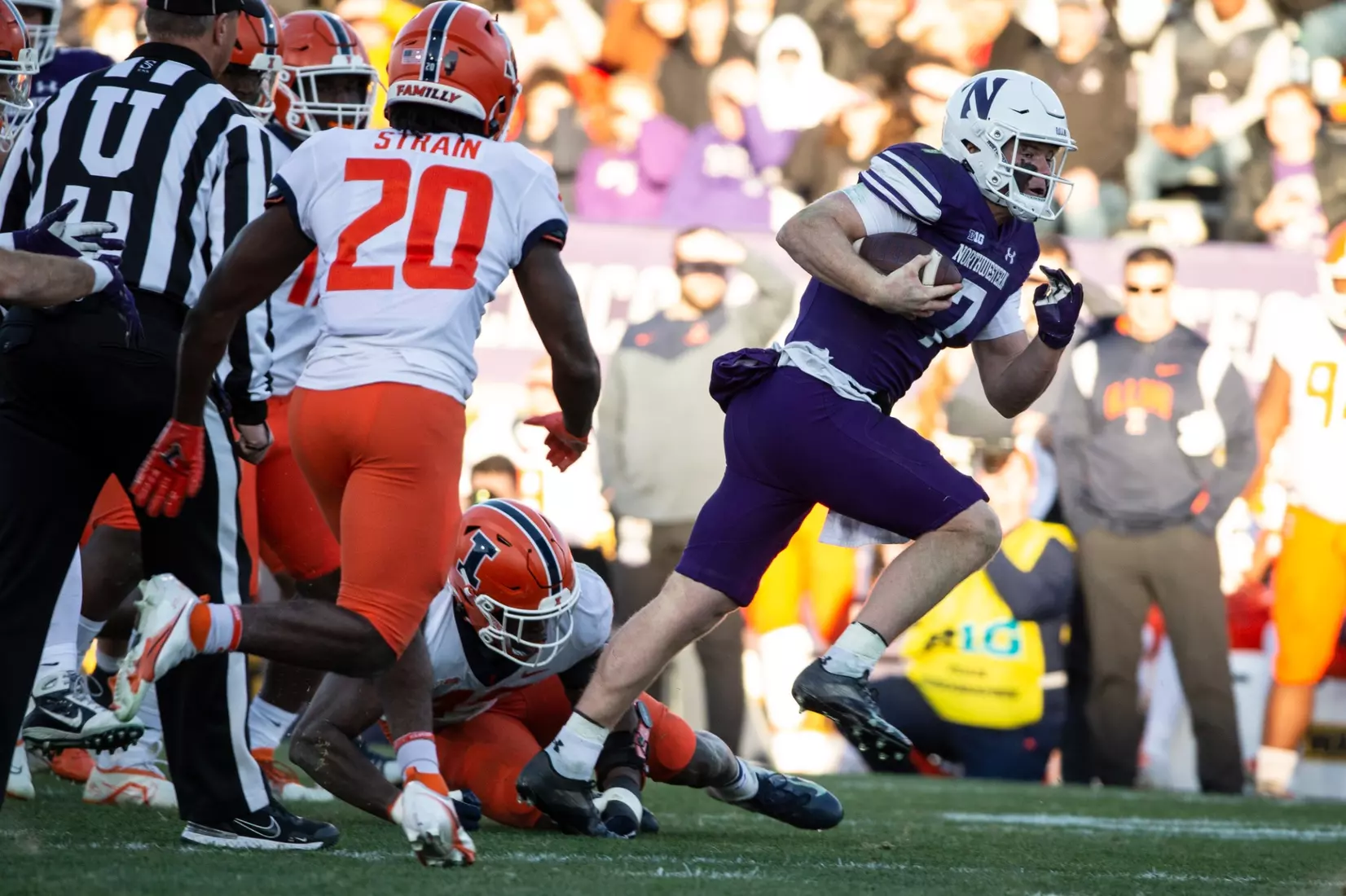 Northwestern v Illinois Big Ten football at Ryan Field on Saturday, November 26, 2022 in Evanston, Illinois. Northwestern Athletics Photo by John Konstantaras | http://JohnKonPhoto.com