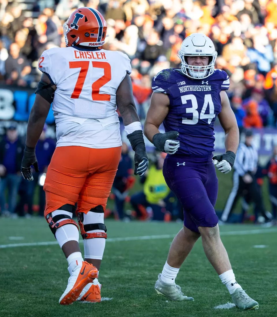 Northwestern v Illinois Big Ten football at Ryan Field on Saturday, November 26, 2022 in Evanston, Illinois. Northwestern Athletics Photo by John Konstantaras | http://JohnKonPhoto.com