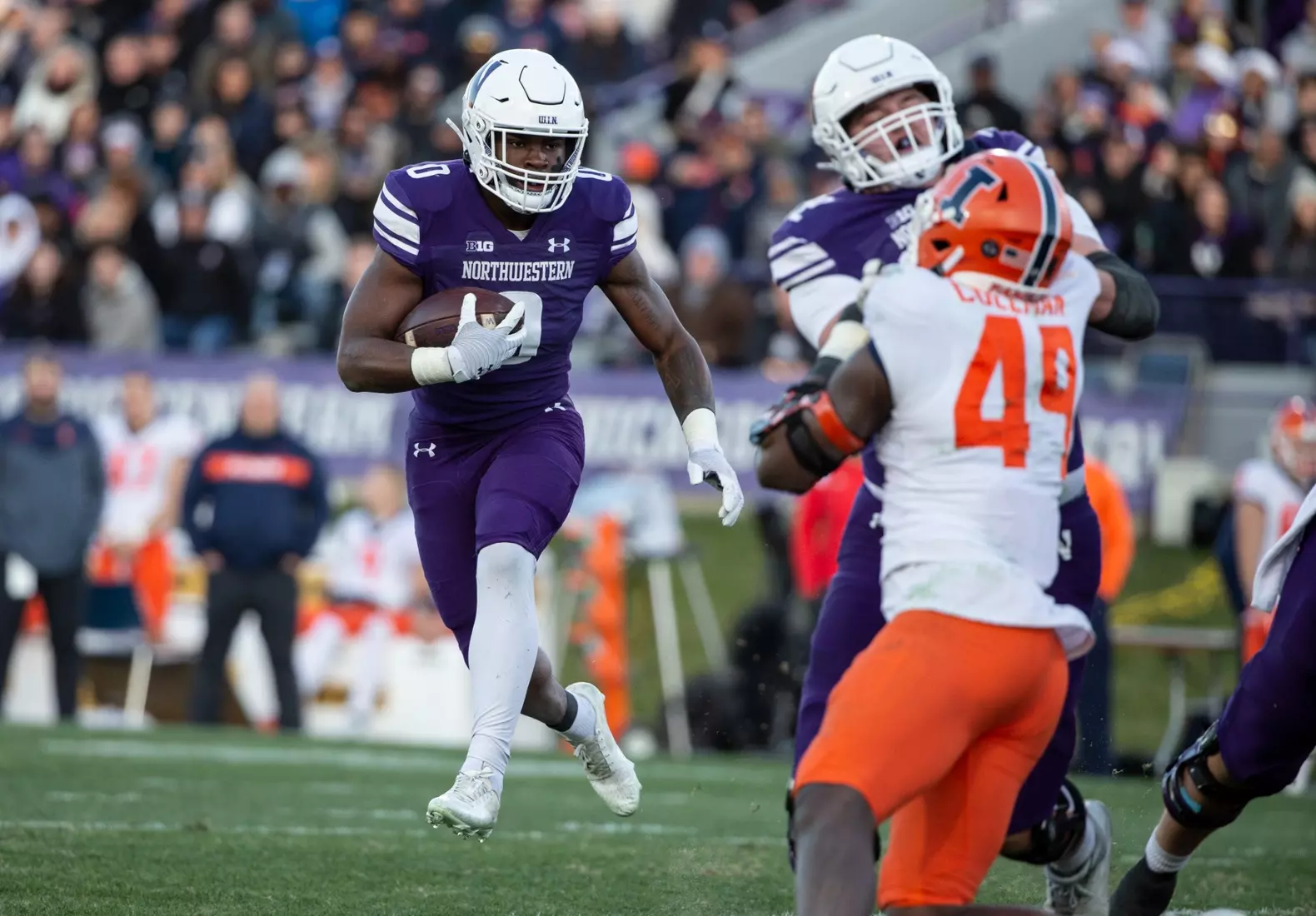 Northwestern v Illinois Big Ten football at Ryan Field on Saturday, November 26, 2022 in Evanston, Illinois. Northwestern Athletics Photo by John Konstantaras | http://JohnKonPhoto.com