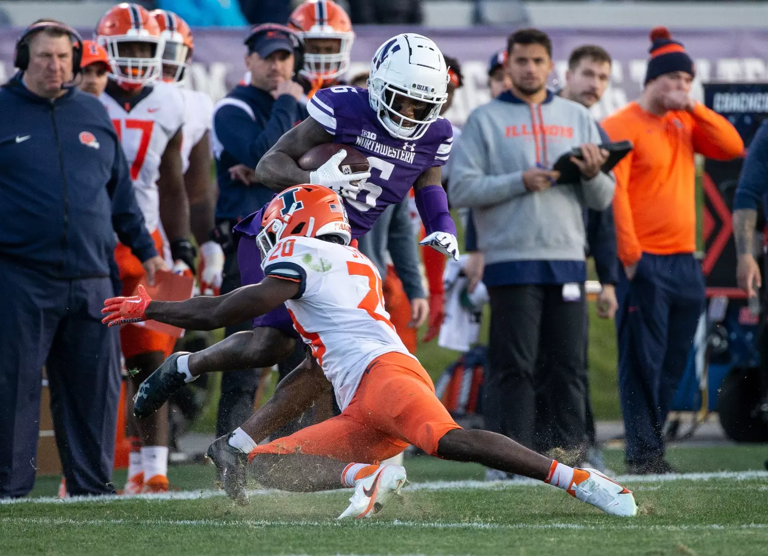 Northwestern v Illinois Big Ten football at Ryan Field on Saturday, November 26, 2022 in Evanston, Illinois. Northwestern Athletics Photo by John Konstantaras | http://JohnKonPhoto.com