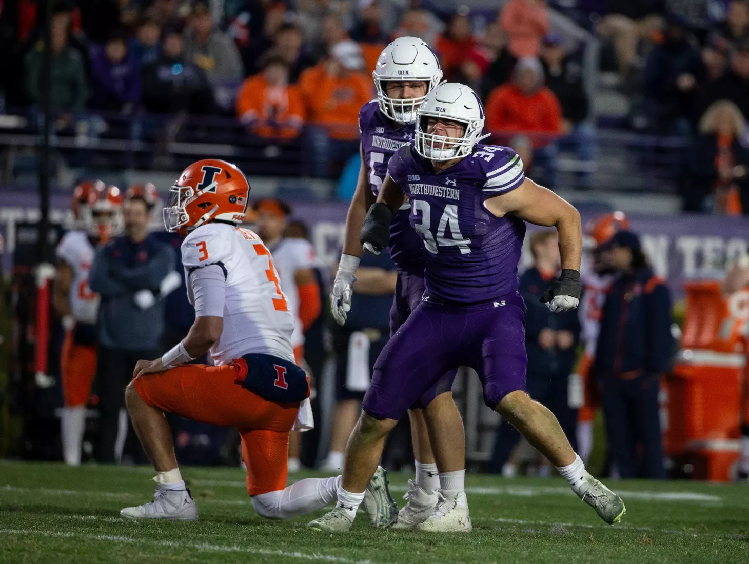Northwestern v Illinois Big Ten football at Ryan Field on Saturday, November 26, 2022 in Evanston, Illinois. Northwestern Athletics Photo by John Konstantaras | http://JohnKonPhoto.com
