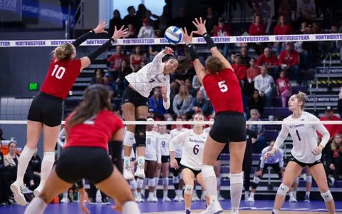 Northwestern v Nebraska Big Ten volleyball at Welsh Ryan arena on Sunday, November 6, 2022 in Evanston, Illinois. Northwestern Athletics Photo by John Konstantaras | http://JohnKonPhoto.com