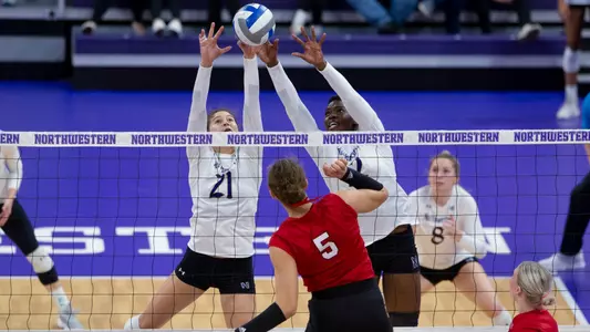 Northwestern v Nebraska Big Ten volleyball at Welsh Ryan arena on Sunday, November 6, 2022 in Evanston, Illinois. Northwestern Athletics Photo by John Konstantaras | http://JohnKonPhoto.com