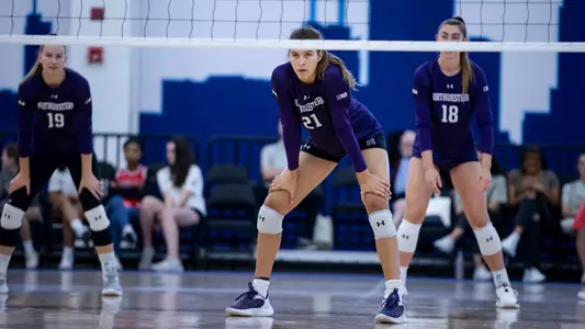 Northwestern v DePaul game 2 womenâ??s volleyball at the Flames Athletic Center on 09/16/2022 in Chicago. Northwestern Athletics Photo by John Konstantaras | http://JohnKonPhoto.com