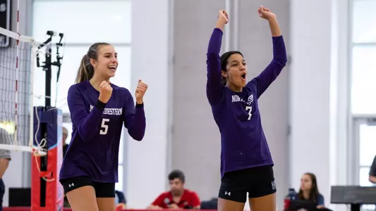 Northwestern v DePaul game 1 womenâ??s volleyball at the Flames Athletic Center on 09/16/2022 in Chicago. Northwestern Athletics Photo by John Konstantaras | http://JohnKonPhoto.com