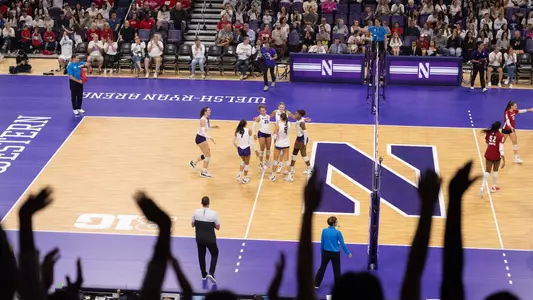Volleyball Team Celebration Crowd