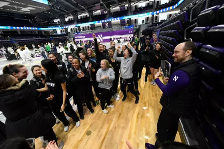 Northwestern Fencing Team Huddle