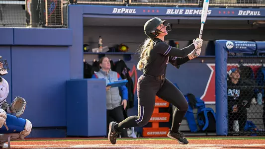 March 28, 2023, Chicago, IL: A game between Northwestern Softball and DePaul University at Cacciatore Stadium in Chicago, Illinois, Tuesday, March 28, 2023. (Photo by Ryan Kuttler/Northwestern Athletics)