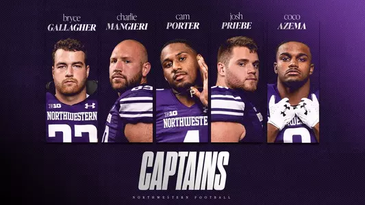 A graphic of Northwestern's football captains for 2023.