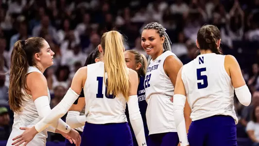 September 28, 2024, Evanston, IL: A game between Northwestern Volleyball and No. 7 Wisconsin at Welsh-Ryan Arena in Evanston, IL on Saturday, September 28, 2024. (Photo by Henry Frieman/Northwestern Athletics)