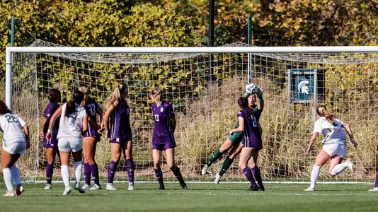 EAST LANSING, MICHIGAN - OCTOBER 20: Northwestern women’s soccer V Michigan State at Spartan Stadium. (Photo by Rey Del Rio)