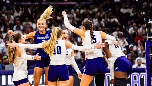 September 28, 2024, Evanston, IL: A game between Northwestern Volleyball and No. 7 Wisconsin at Welsh-Ryan Arena in Evanston, IL on Saturday, September 28, 2024. (Photo by Henry Frieman/Northwestern Athletics)
