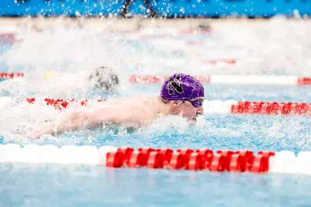 March 1, 2024, Columbus, OH: Northwestern Men’s Swimming and Diving competes in the 2024 Big Ten Men's Swimming & Diving Championships at McCorkle Aquatic Pavilion in Columbus, OH on Friday, March 1, 2024. (Photo by Walt Middleton/Northwestern Athletics)