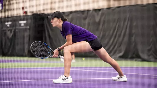January 20, 2024, Evanston, IL: A match between Northwestern Women’s Tennis and Butler at Combe Tennis Center in Evanston, IL on Saturday, January 20, 2024. (Photo by Ryan Kuttler/Northwestern Athletics)