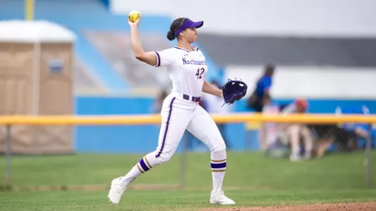 February 24, 2024, Cathedral City, CA: A game between Northwestern Softball and Loyola Marymount University during the Mary Nutter Collegiate Classic at Fenway Field at Big League Dreams Complex in Cathedral City, CA on Saturday, February 24, 2024. (Photo by Ryan Kuttler/Northwestern Athletics)
