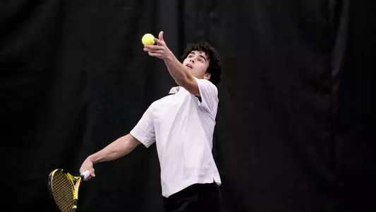 February 9, 2024, Evanston, IL: A match between Northwestern Men’s Tennis and Alabama at Combe Tennis Center in Evanston, IL on Friday, February 9, 2024. (Photo by Ryan Kuttler/Northwestern Athletics)