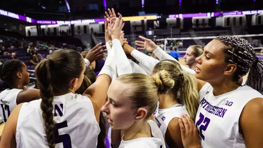 Northwestern vs. Notre Dame Women’s Volleyball home opener at Welsh-Ryan Arena on 09/12/2024 in Evanston, Illinois. John Konstantaras/Northwestern Athletics | http://JohnKonPhoto.com