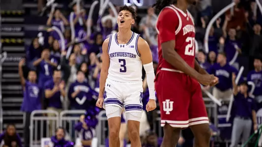 January 22, 2025, Evanston, IL: A game between Northwestern Men’s Basketball and Indiana at Welsh-Ryan Arena in Evanston, IL on Wednesday, January 22, 2025. (Photo by Griffin Quinn/Northwestern Athletics)