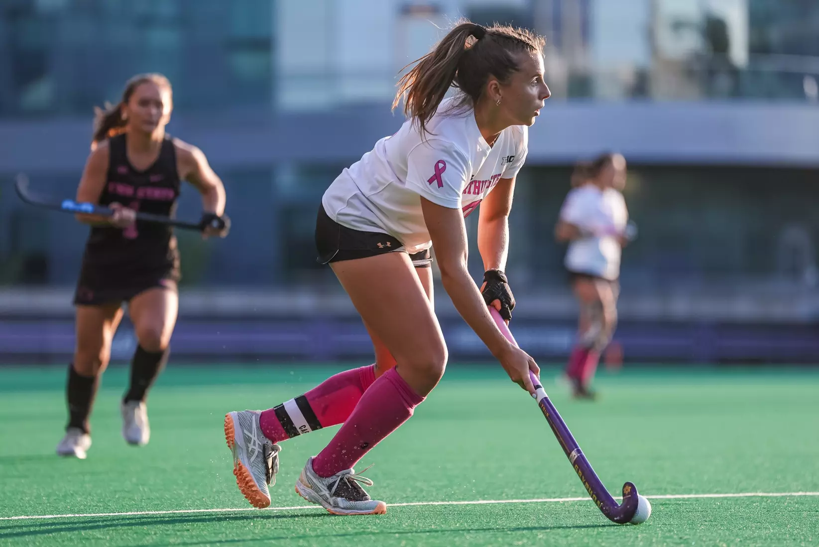 October 10, 2025, Evanston, IL: A match between Northwestern Field Hockey and Penn State on Lakeside Field in Evanston, IL on Friday, October 10, 2025. (Photo by Michelle Nartey/Northwestern Athletics)