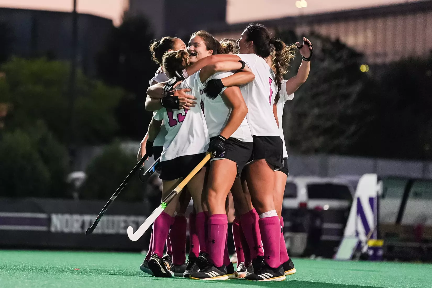 October 10, 2025, Evanston, IL: A match between Northwestern Field Hockey and Penn State on Lakeside Field in Evanston, IL on Friday, October 10, 2025. (Photo by Michelle Nartey/Northwestern Athletics)
