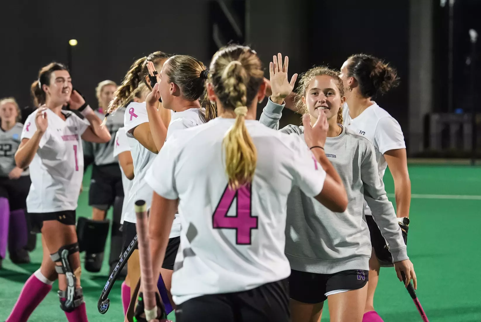 October 10, 2025, Evanston, IL: A match between Northwestern Field Hockey and Penn State on Lakeside Field in Evanston, IL on Friday, October 10, 2025. (Photo by Michelle Nartey/Northwestern Athletics)