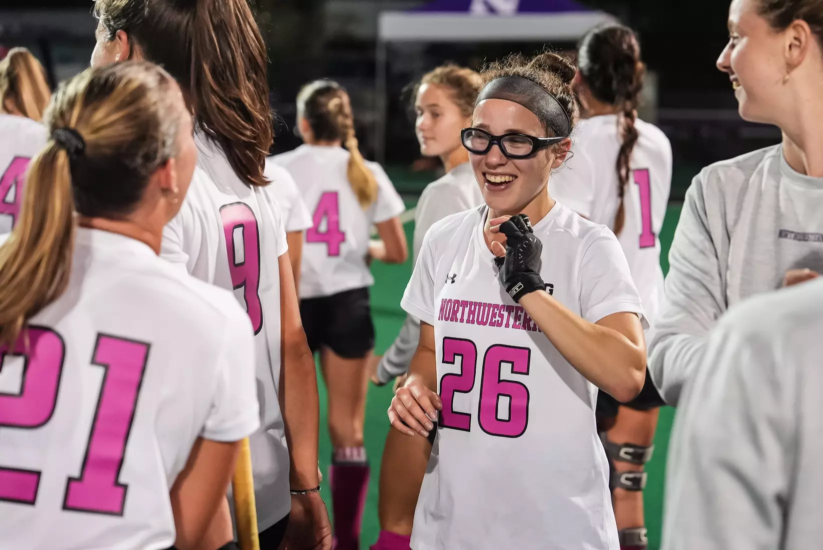 October 10, 2025, Evanston, IL: A match between Northwestern Field Hockey and Penn State on Lakeside Field in Evanston, IL on Friday, October 10, 2025. (Photo by Michelle Nartey/Northwestern Athletics)