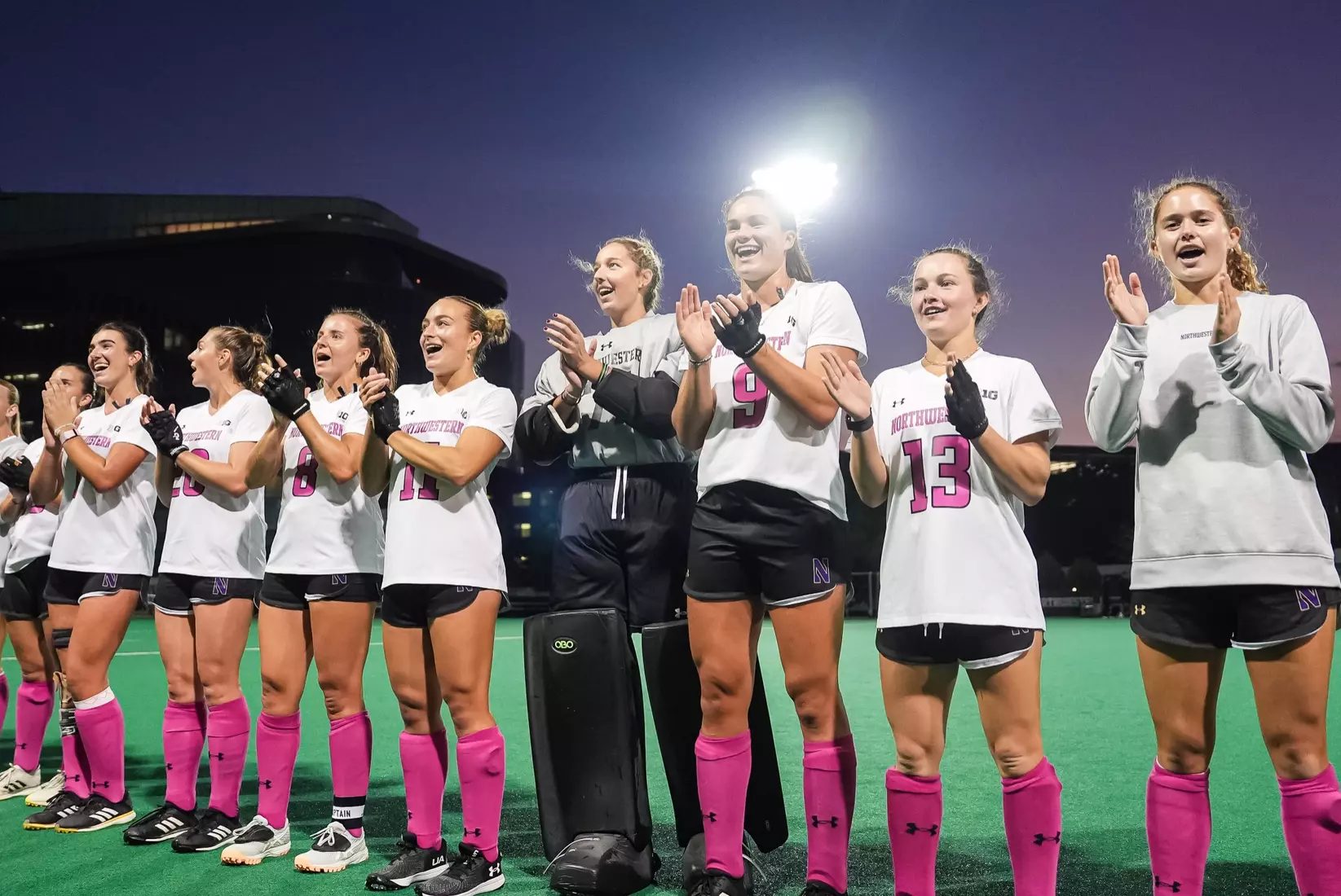 October 10, 2025, Evanston, IL: A match between Northwestern Field Hockey and Penn State on Lakeside Field in Evanston, IL on Friday, October 10, 2025. (Photo by Michelle Nartey/Northwestern Athletics)