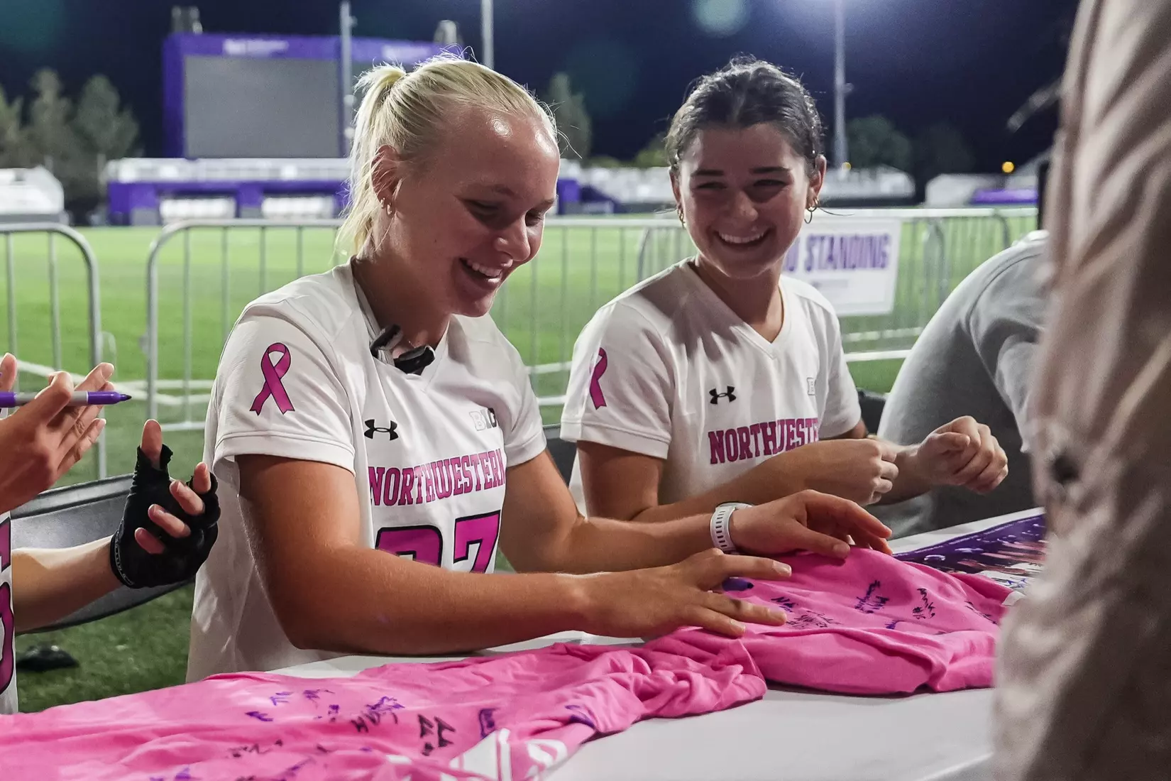 October 10, 2025, Evanston, IL: A match between Northwestern Field Hockey and Penn State on Lakeside Field in Evanston, IL on Friday, October 10, 2025. (Photo by Michelle Nartey/Northwestern Athletics)
