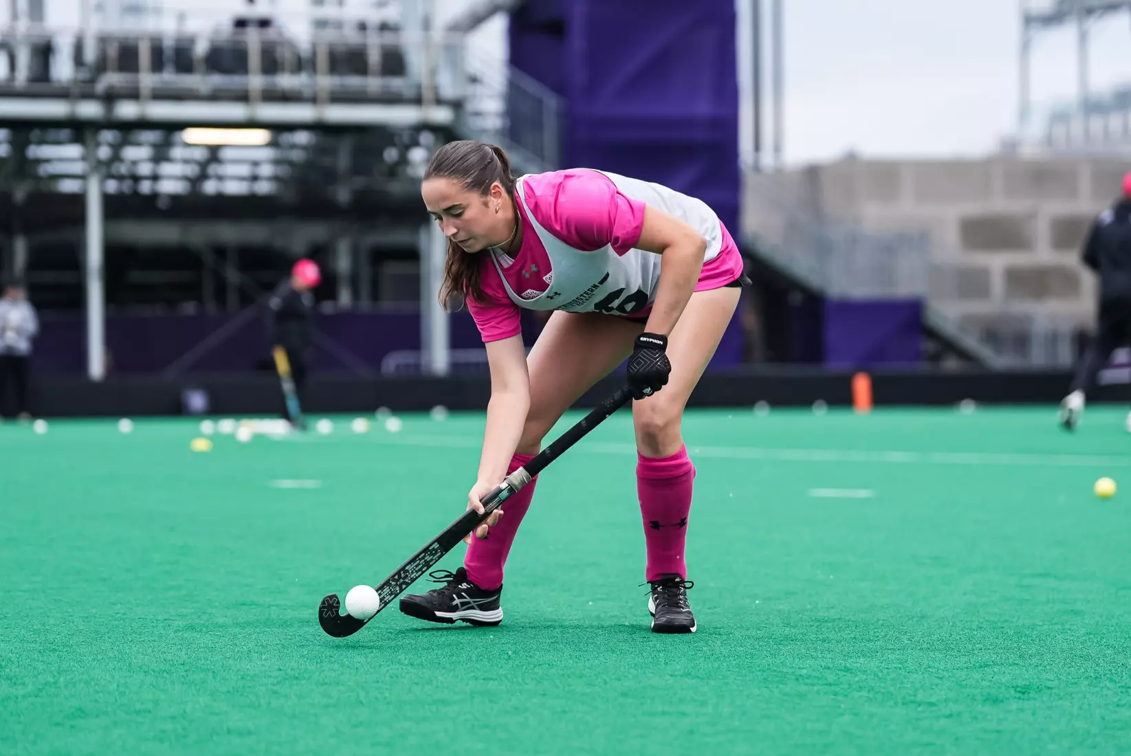 October 10, 2025, Evanston, IL: A match between Northwestern Field Hockey and Penn State on Lakeside Field in Evanston, IL on Friday, October 10, 2025. (Photo by Michelle Nartey/Northwestern Athletics)