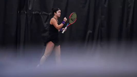 February 9, 2025, Evanston, IL: A match between Northwestern Women’s Tennis and Pepperdine during the 2025 ITA National Indoor Team Championships at Combe Tennis Center in Evanston, IL on Sunday, February 9, 2025. (Photo by Colleen Charcut/Northwestern Athletics)