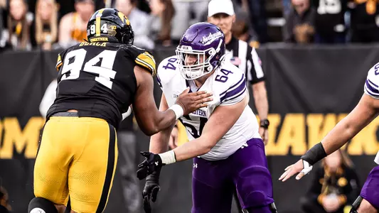 October 26, 2024, Iowa City, IA: A game between Northwestern Football and Iowa at Kinnick Stadium in Iowa City, IA on Saturday, October 26, 2024. (Photo by Griffin Quinn/Northwestern Athletics)