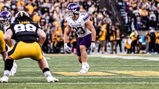 October 26, 2024, Iowa City, IA: A game between Northwestern Football and Iowa at Kinnick Stadium in Iowa City, IA on Saturday, October 26, 2024. (Photo by Griffin Quinn/Northwestern Athletics)
