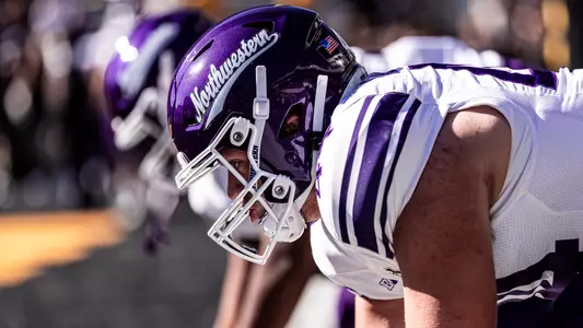 October 26, 2024, Iowa City, IA: A game between Northwestern Football and Iowa at Kinnick Stadium in Iowa City, IA on Saturday, October 26, 2024. (Photo by Griffin Quinn/Northwestern Athletics)