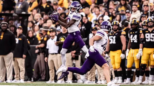 October 26, 2024, Iowa City, IA: A game between Northwestern Football and Iowa at Kinnick Stadium in Iowa City, IA on Saturday, October 26, 2024. (Photo by Ryan Kuttler/Northwestern Athletics)