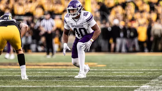 October 26, 2024, Iowa City, IA: A game between Northwestern Football and Iowa at Kinnick Stadium in Iowa City, IA on Saturday, October 26, 2024. (Photo by Griffin Quinn/Northwestern Athletics)