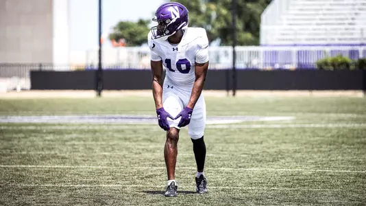 August 14, 2024, Evanston, IL: Northwestern Football practices during Fall Camp at Northwestern Medicine Field at Martin Stadium in Evanston, IL on Wednesday, August 14, 2024. (Photo by Griffin Quinn/Northwestern Athletics)