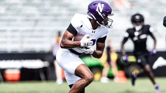 August 12, 2024, Evanston, IL: Northwestern Football practices during Fall Camp at Northwestern Medicine Field at Martin Stadium in Evanston, IL on Monday, August 12, 2024. (Photo by Griffin Quinn/Northwestern Athletics)