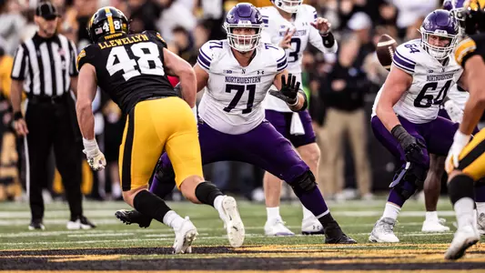 October 26, 2024, Iowa City, IA: A game between Northwestern Football and Iowa at Kinnick Stadium in Iowa City, IA on Saturday, October 26, 2024. (Photo by Ryan Kuttler/Northwestern Athletics)