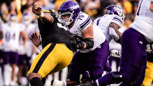 October 26, 2024, Iowa City, IA: A game between Northwestern Football and Iowa at Kinnick Stadium in Iowa City, IA on Saturday, October 26, 2024. (Photo by Ryan Kuttler/Northwestern Athletics)