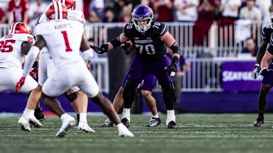 October 5, 2024, Evanston, IL: A game between Northwestern Football and Indiana at Northwestern Medicine Field at Martin Stadium in Evanston, IL on Saturday, October 5, 2024. (Photo by Ryan Kuttler/Northwestern Athletics)