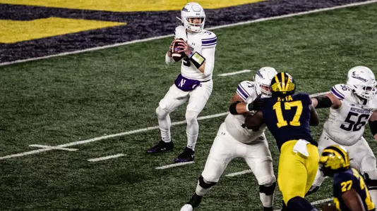 November 23, 2024, Ann Arbor, MI: A game between Northwestern Football and Michigan at Michigan Stadium in Ann Arbor, MI on Saturday, November 23, 2024. (Photo by Ryan Kuttler/Northwestern Athletics)