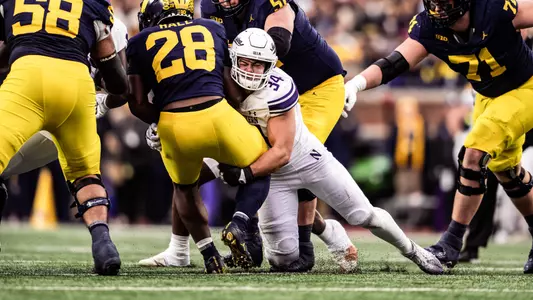 November 23, 2024, Ann Arbor, MI: A game between Northwestern Football and Michigan at Michigan Stadium in Ann Arbor, MI on Saturday, November 23, 2024. (Photo by Ryan Kuttler/Northwestern Athletics)