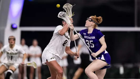 February 21, 2025, Evanston, IL: A game between Northwestern Lacrosse and Colorado at Ryan Fieldhouse in Evanston, IL on Friday, February 21, 2025. (Photo by Ryan Kuttler/Northwestern Athletics)