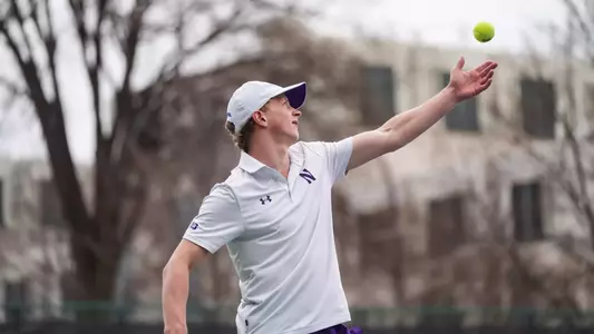 April 13, 2025, Evanston, IL: A match between Northwestern Men’s Tennis and Ohio State at the Vandy Christie Tennis Center in Evanston, IL on Sunday, April 13, 2025. (Photo by Colleen Charchut/Northwestern Athletics)